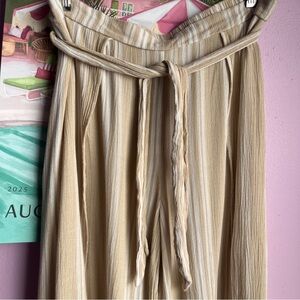 Striped Beige Women's Pants